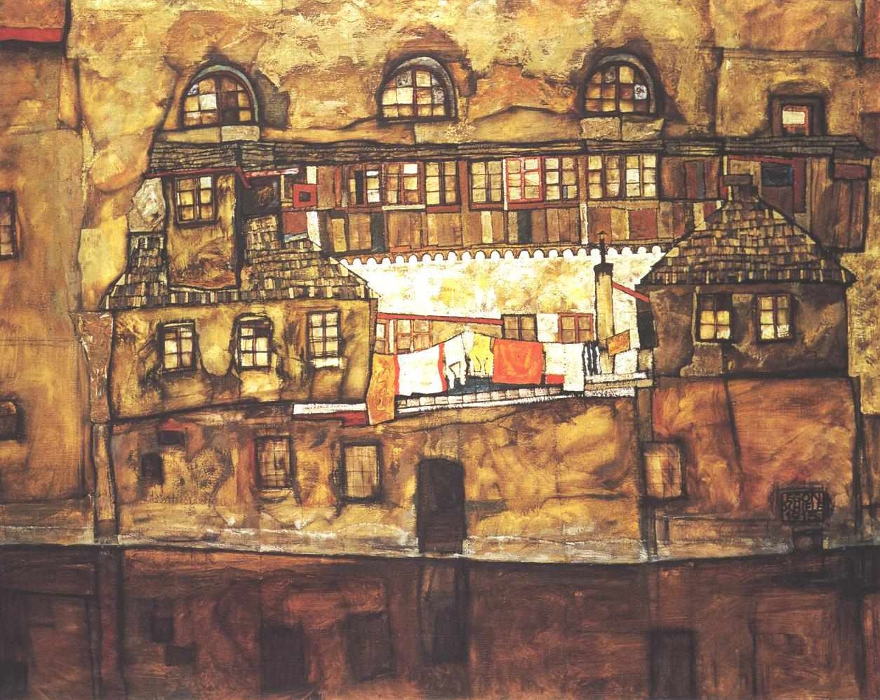 Huis aan de rivier door Egon Schiele