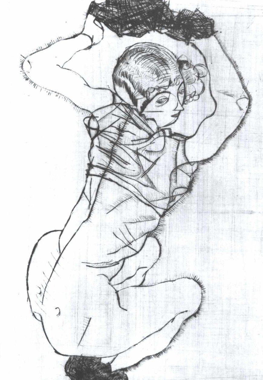 Hurkend door Egon Schiele