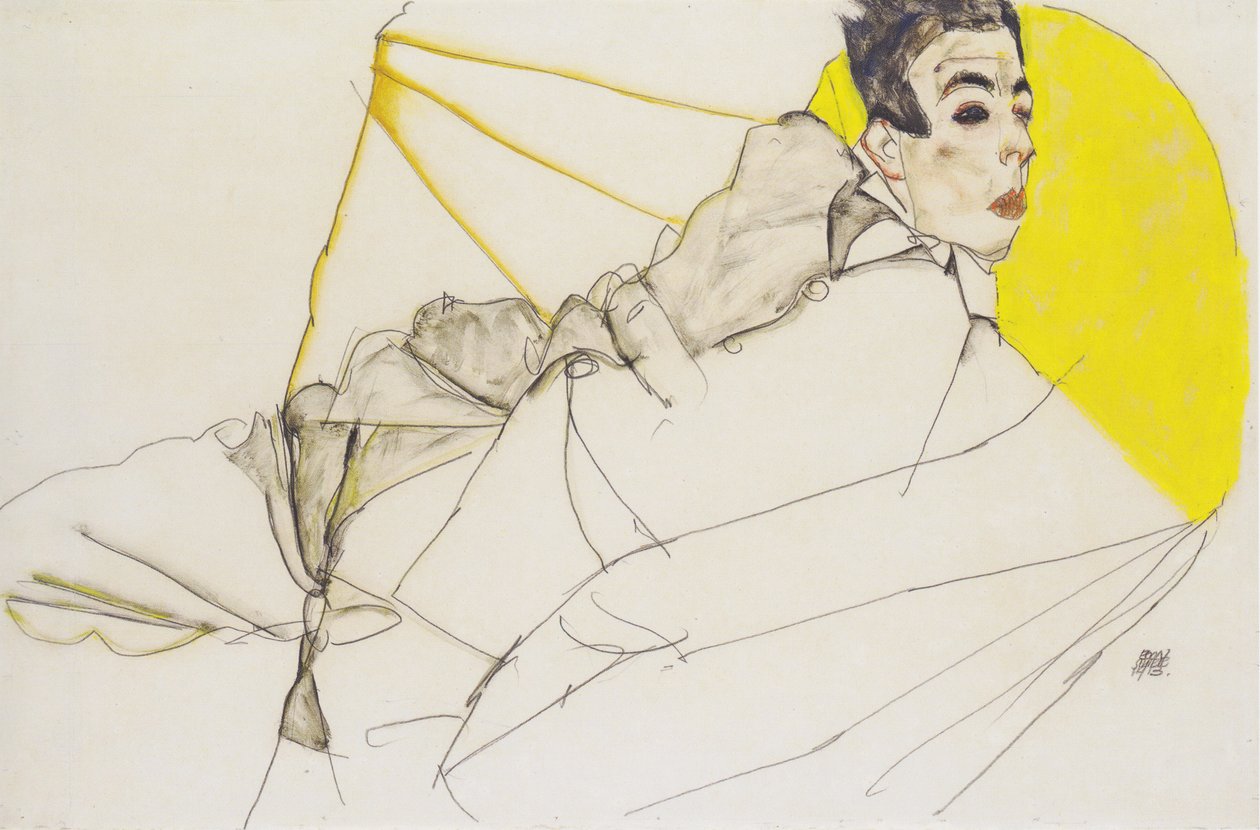 Liggende jongen (Erich Lederer) door Egon Schiele