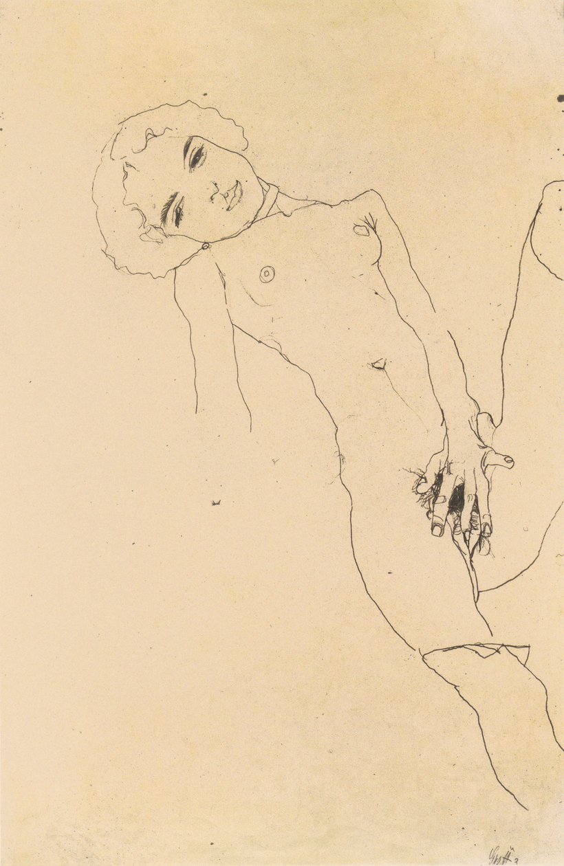 Masturberend meisje door Egon Schiele