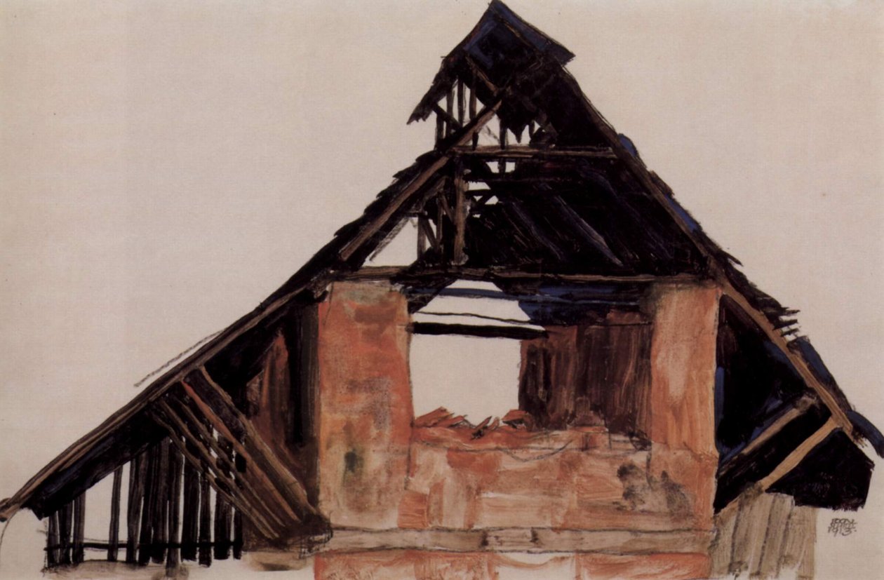 Oude gevel door Egon Schiele