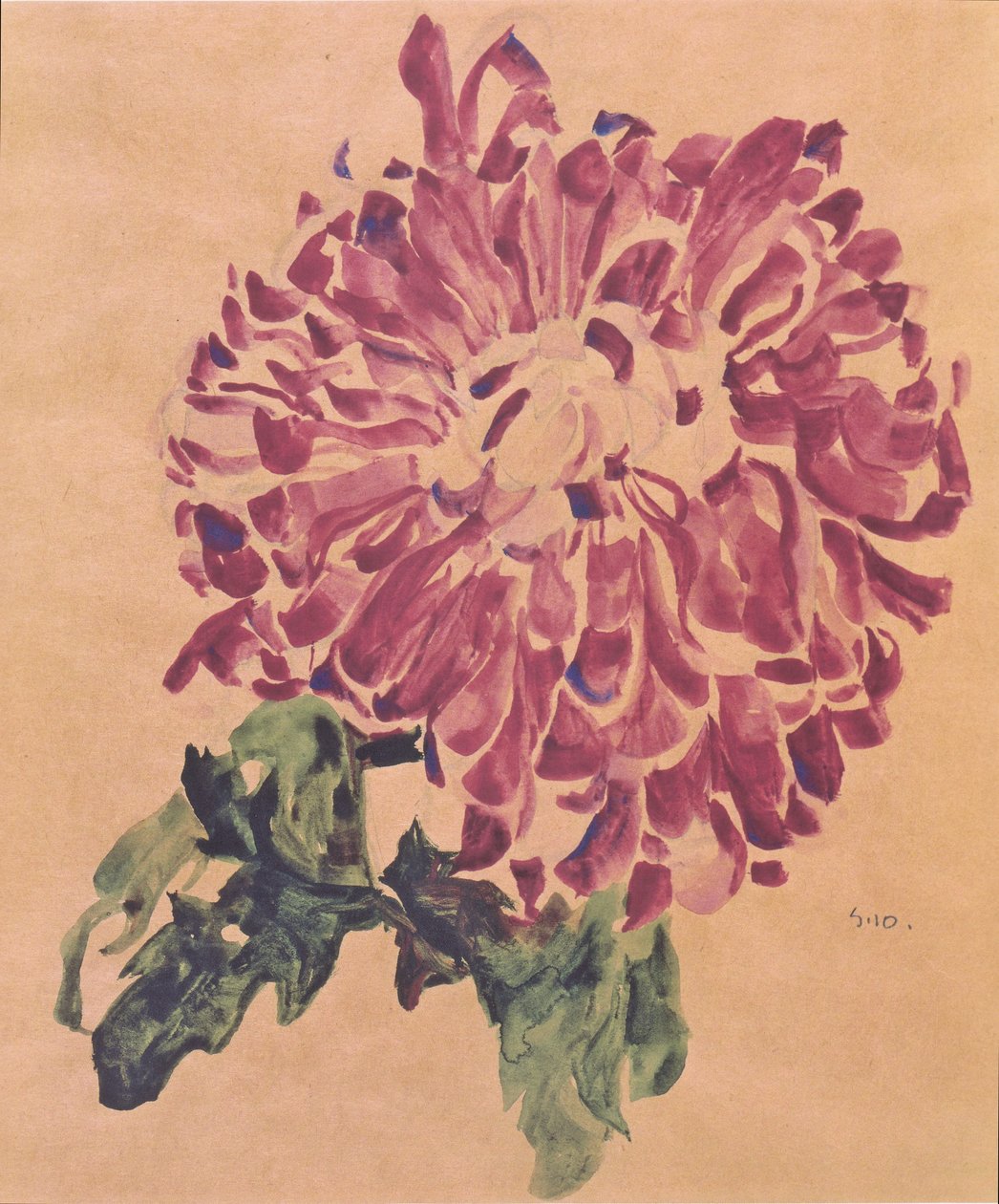Rode chrysant door Egon Schiele