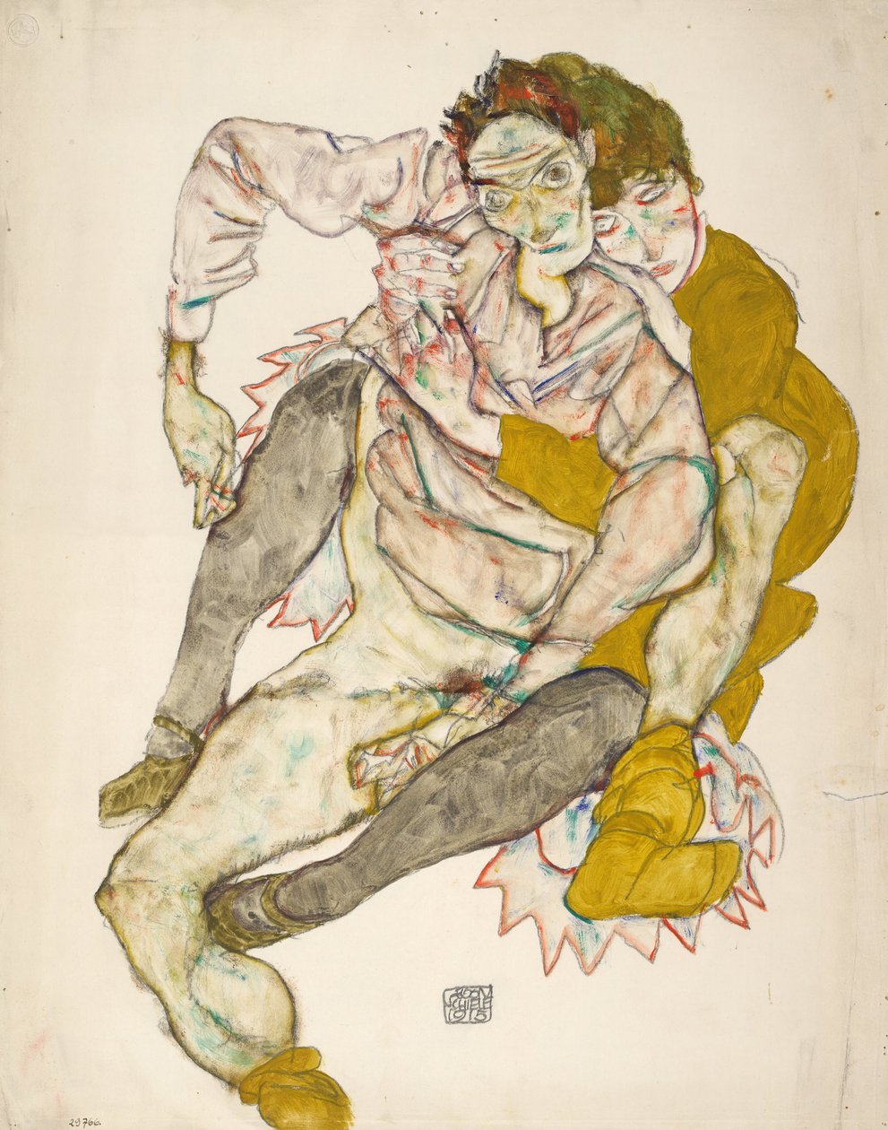 Zittend Paar, 1915 door Egon Schiele