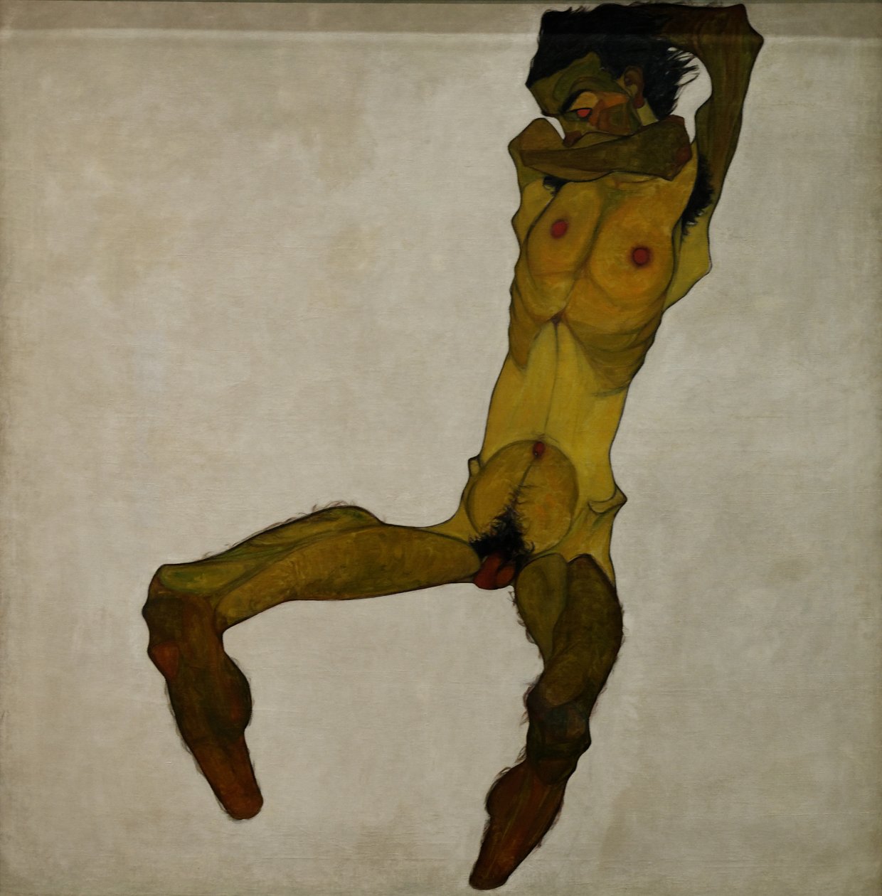 Zittend Mannelijk Naakt (Zelfportret) door Egon Schiele