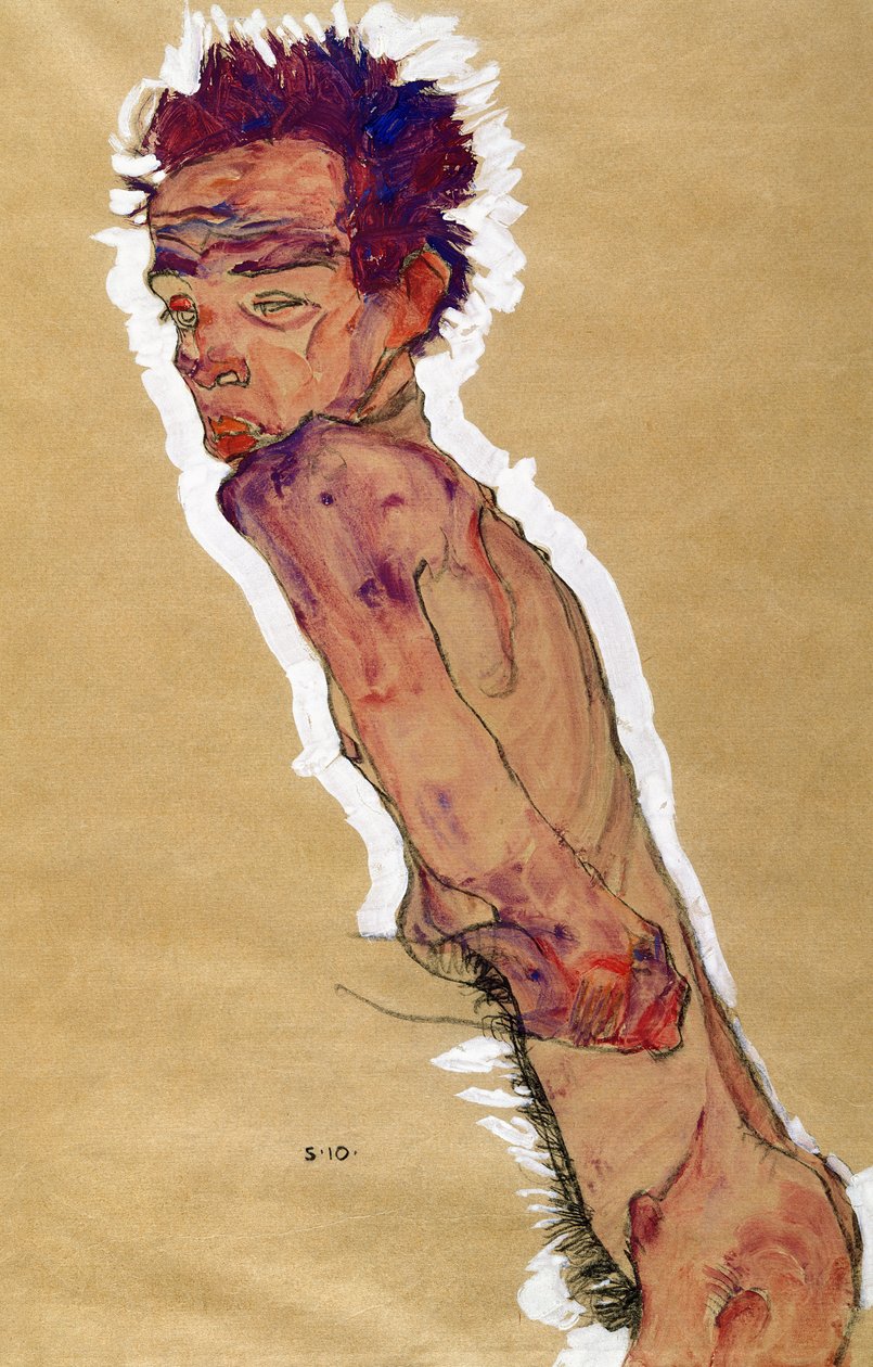 Zelfportret naakt, 1910 door Egon Schiele