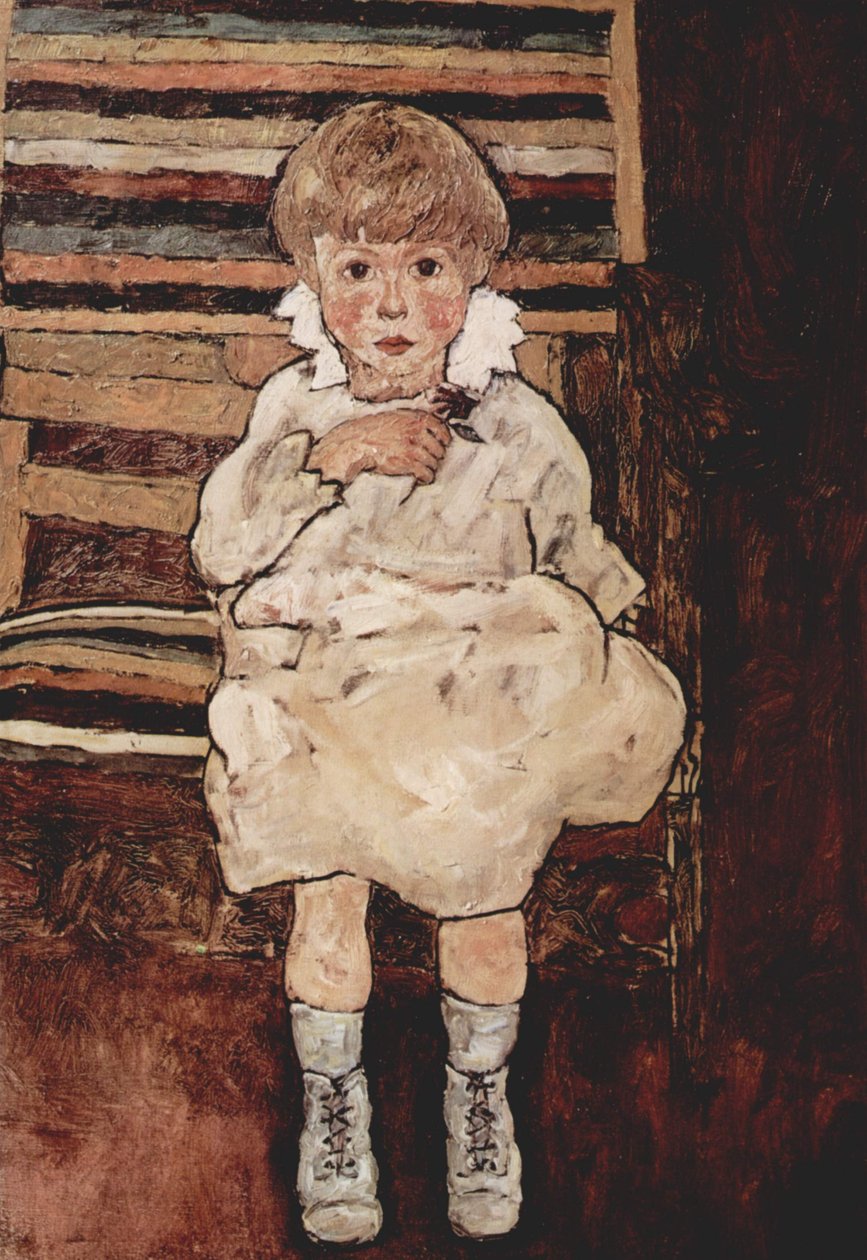 Zittend kind door Egon Schiele