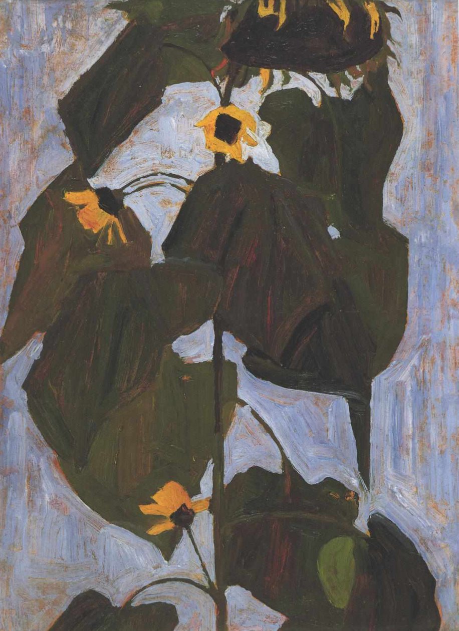 Zonnebloemen 2 door Egon Schiele