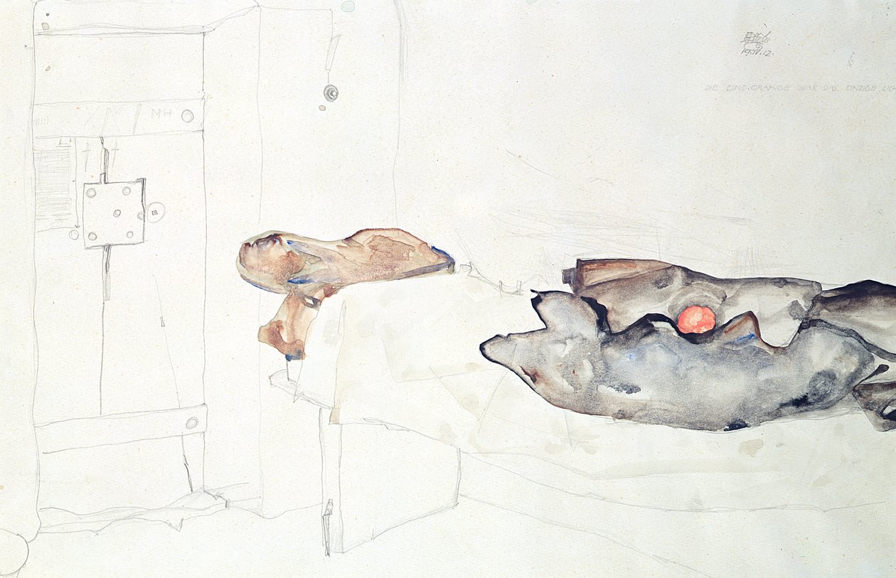 De enkele sinaasappel was het enige licht door Egon Schiele