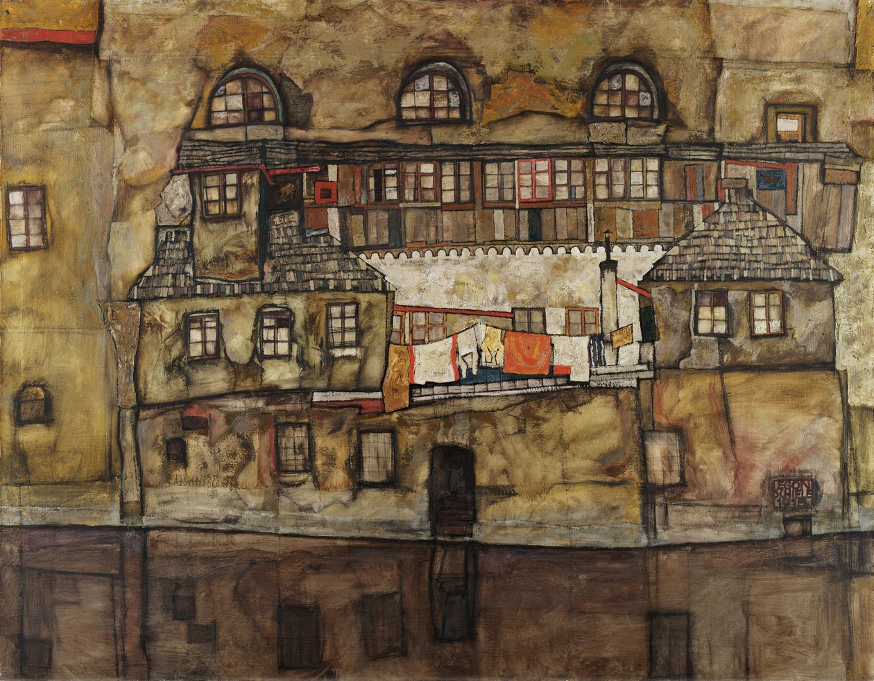 Huiswand aan de Rivier door Egon Schiele