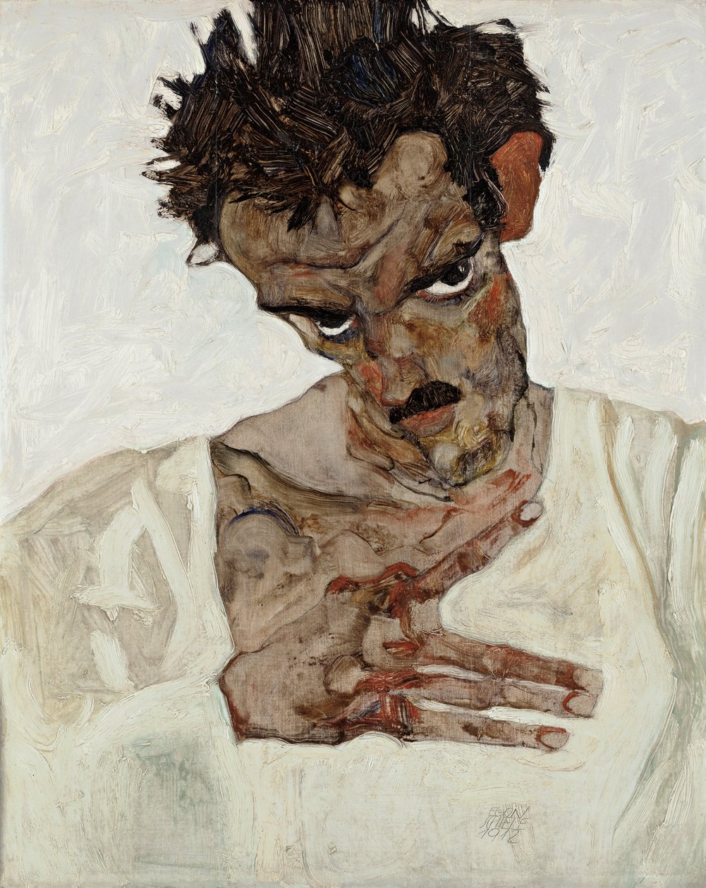 Zelfportret met gebogen hoofd door Egon Schiele