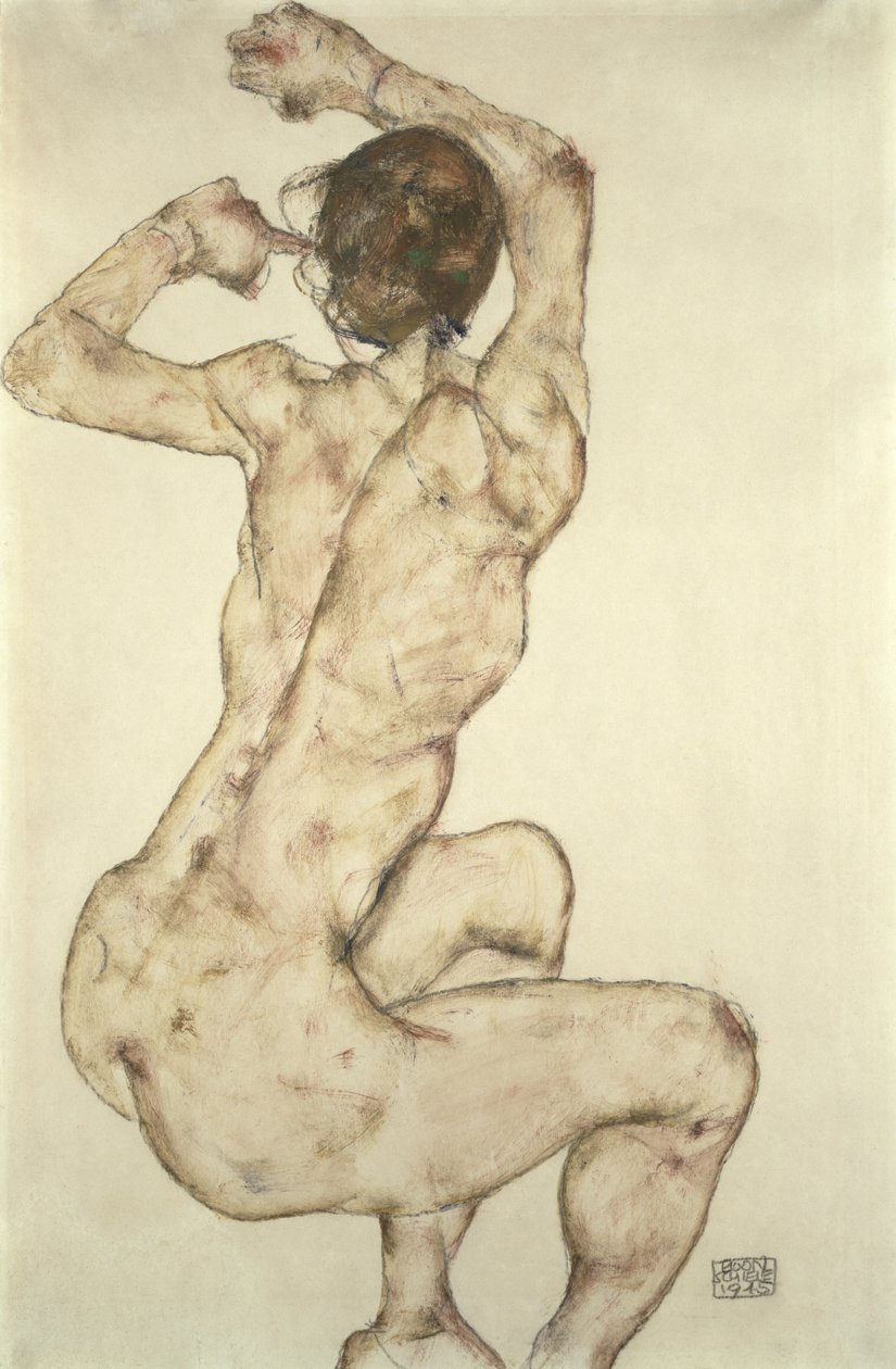 Een Hurkende Naakt, 1915 door Egon Schiele