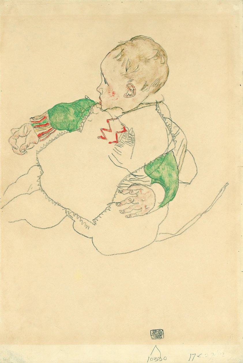 Kind met groene mouwen door Egon Schiele
