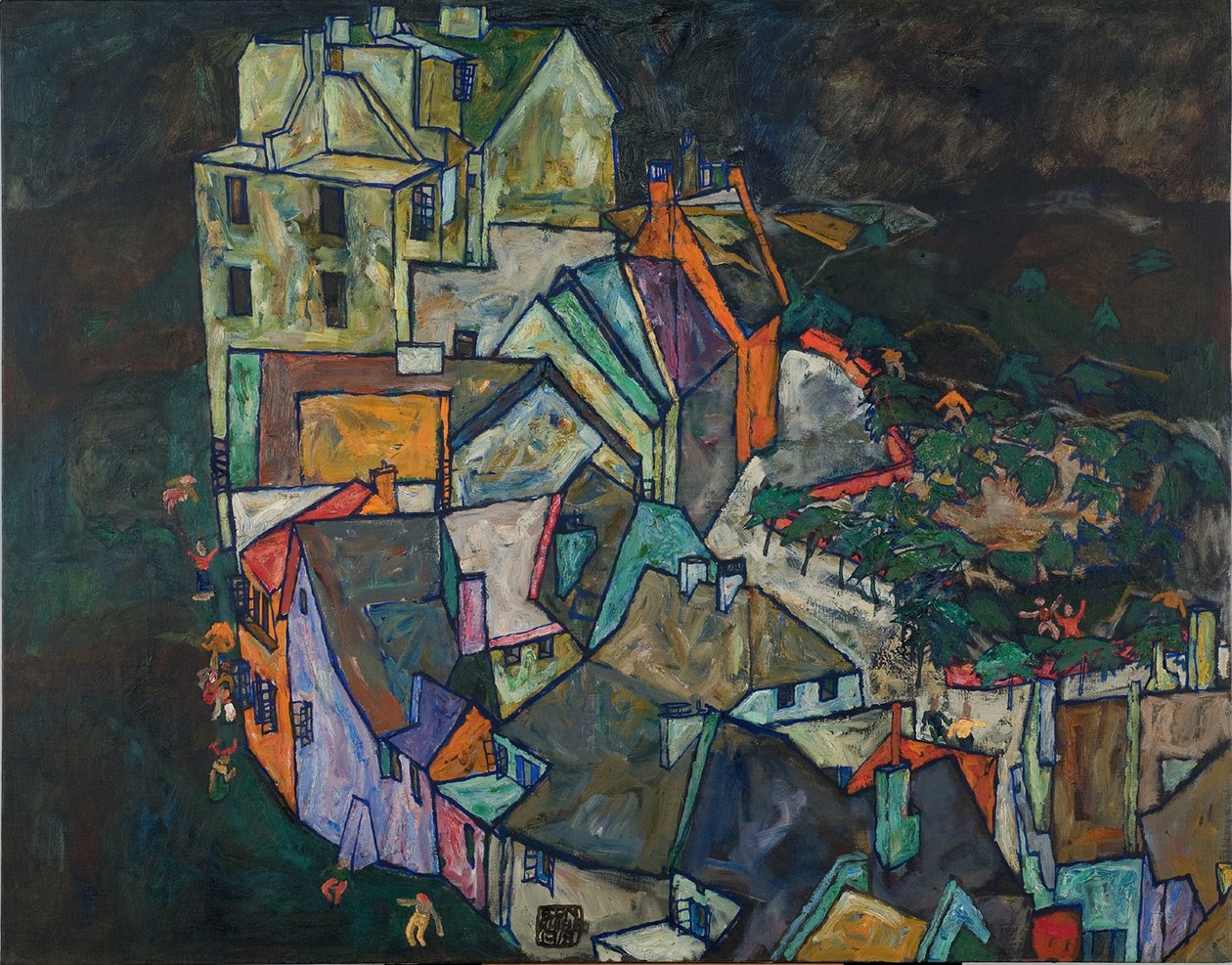 Crescent van Huizen III door Egon Schiele