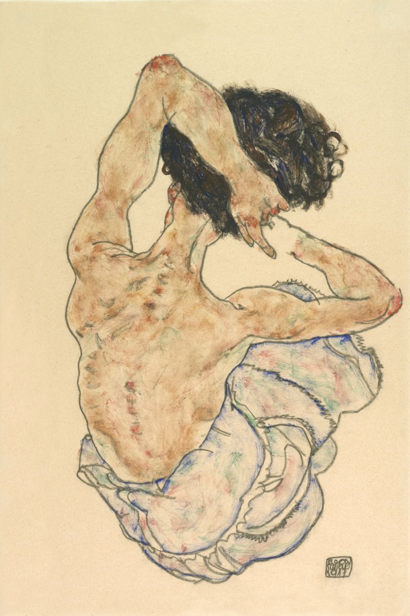 Vrouwelijke rugact, 1917 door Egon Schiele