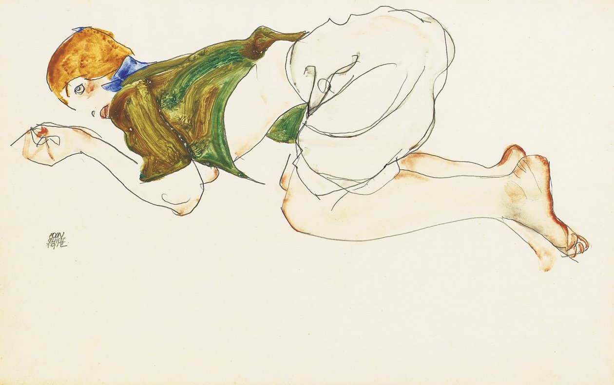 Knielende vrouw, 1912 door Egon Schiele