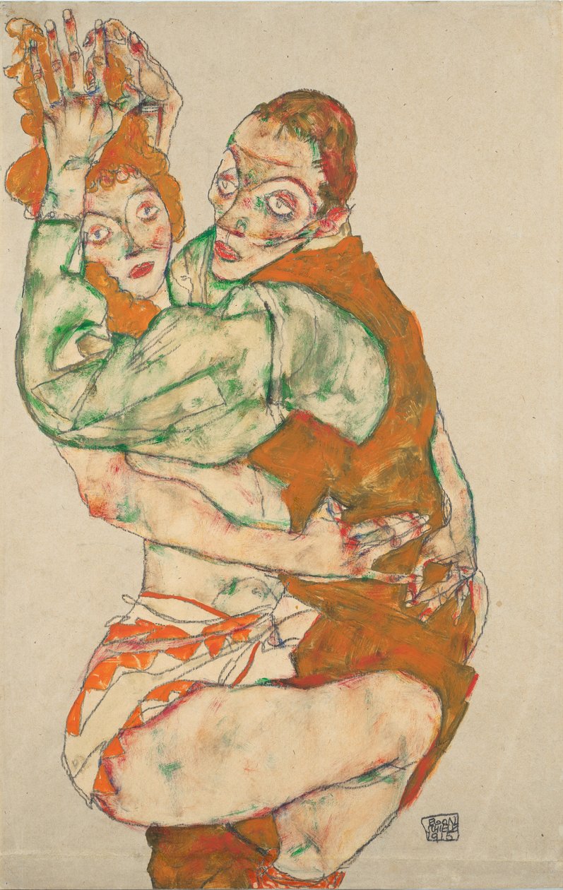 Liefdesmaking, 1915 door Egon Schiele