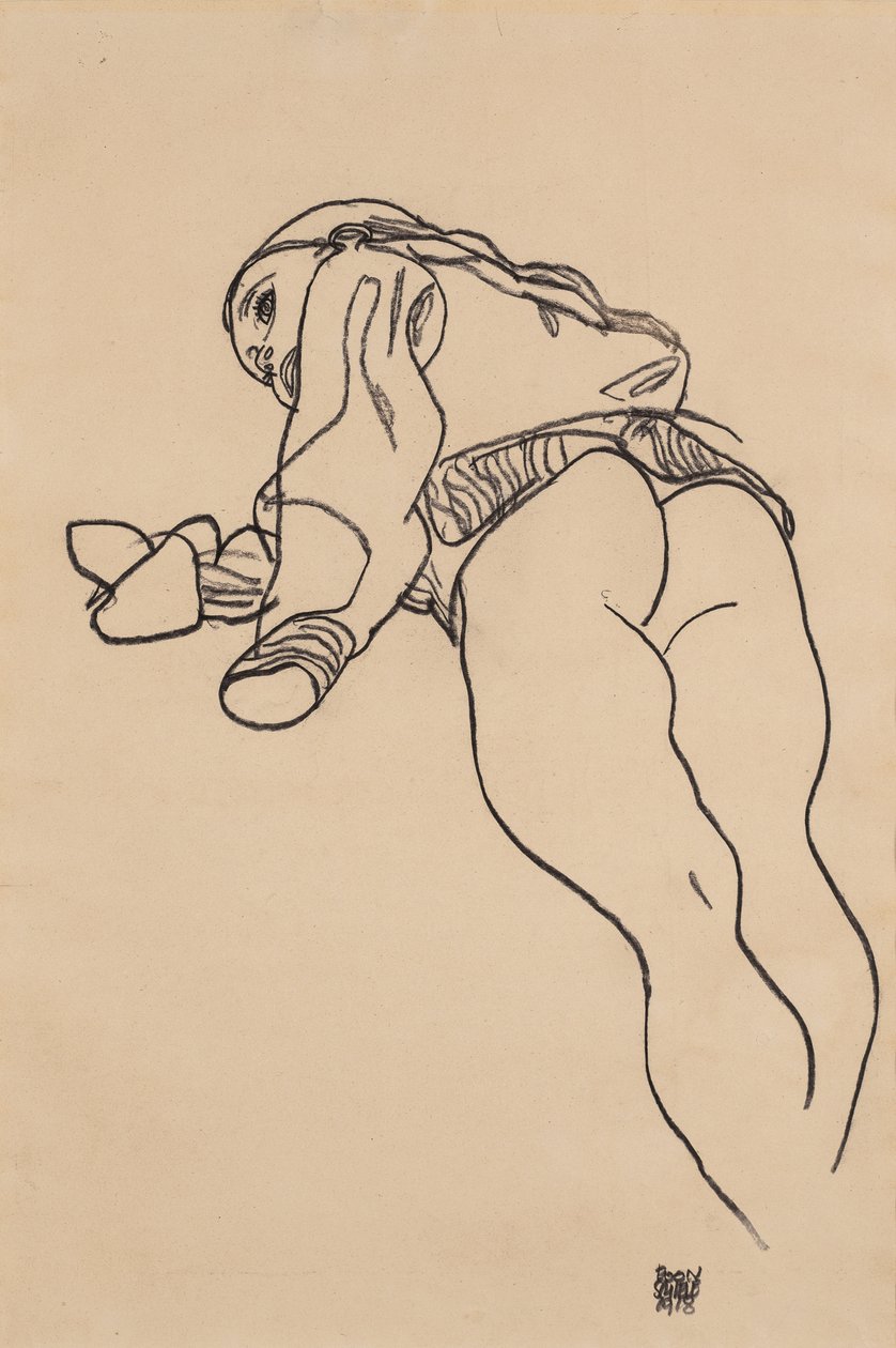 Liggend, 1918 door Egon Schiele