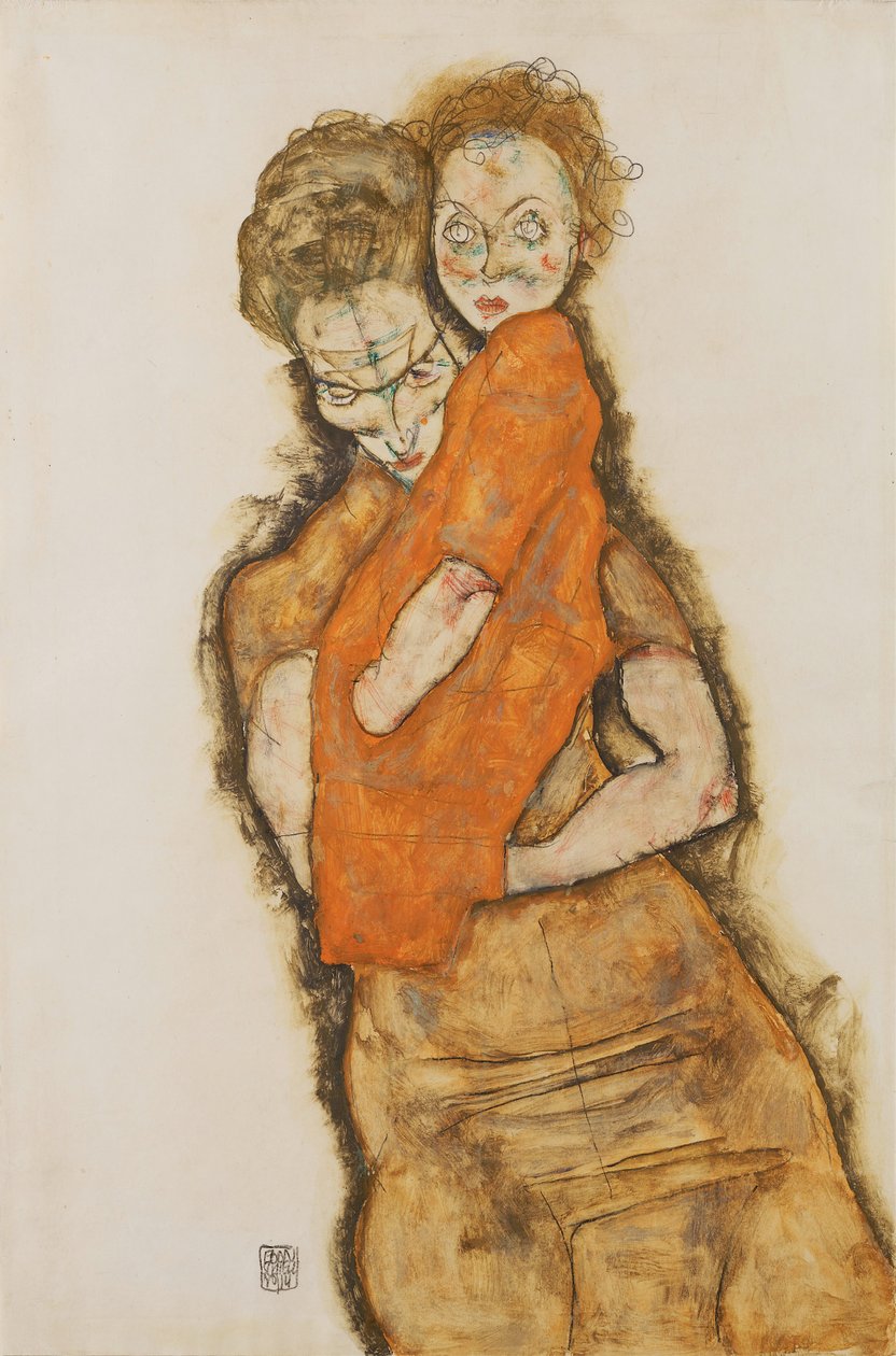 Moeder en kind, 1914 door Egon Schiele