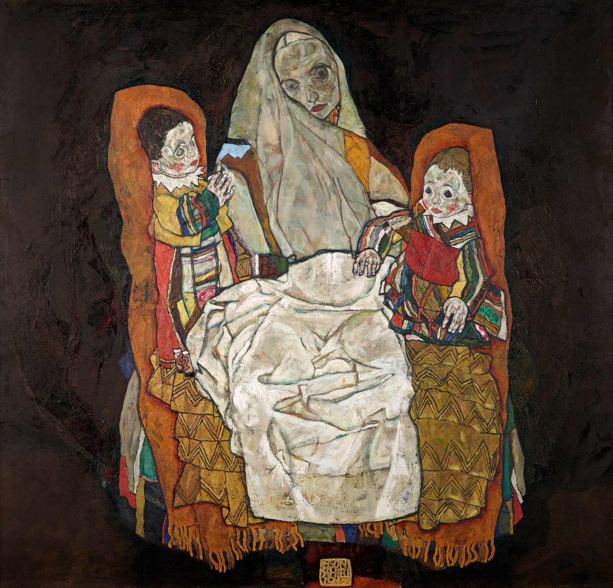 Moeder met twee kinderen III door Egon Schiele