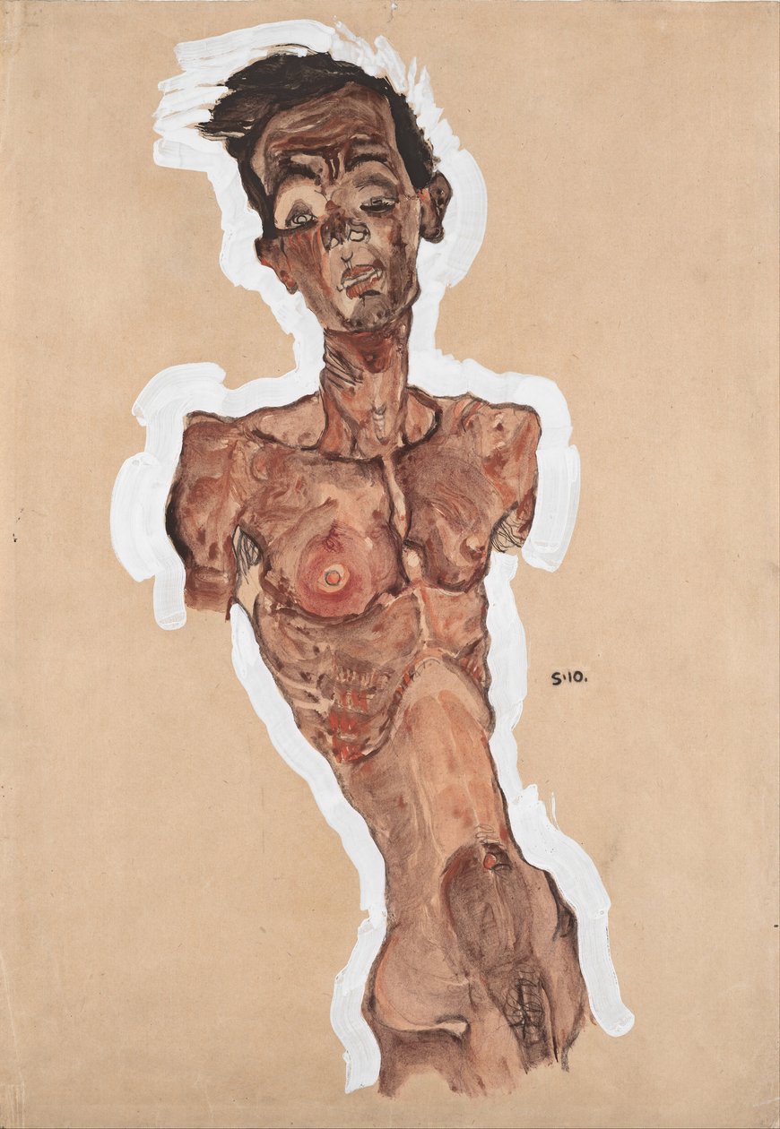 Naakt zelfportret, 1910 door Egon Schiele