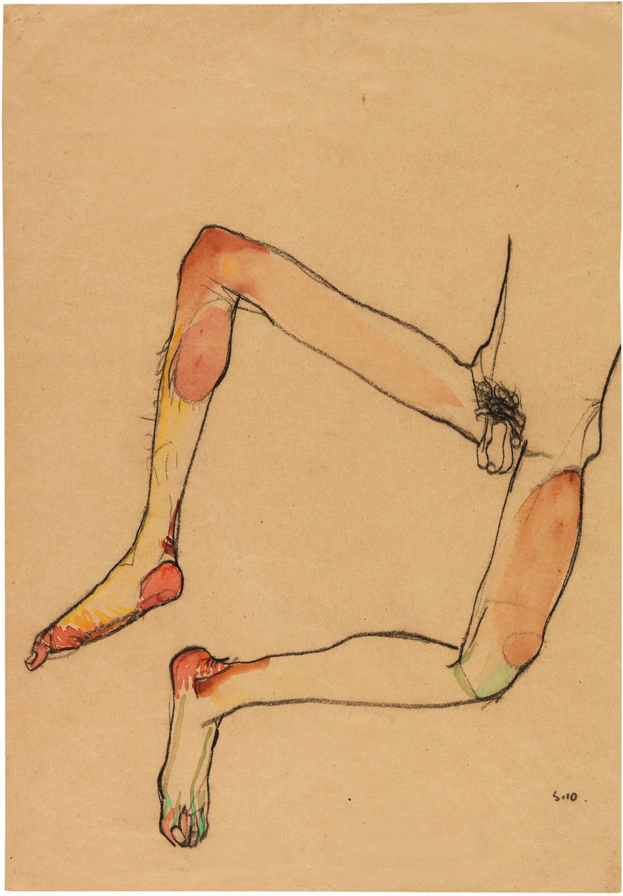 Naakte mannelijke buik door Egon Schiele
