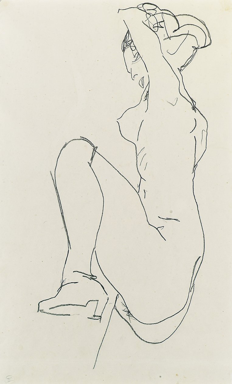 Liggend vrouwelijk naakt, 1913 door Egon Schiele