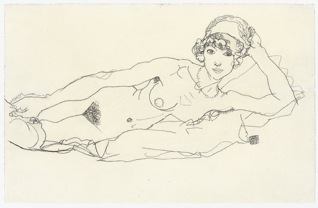 Liegende Naakt door Egon Schiele