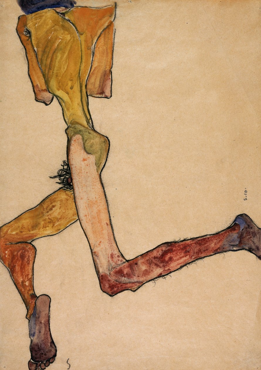 Liggende naakte man, 1910 door Egon Schiele