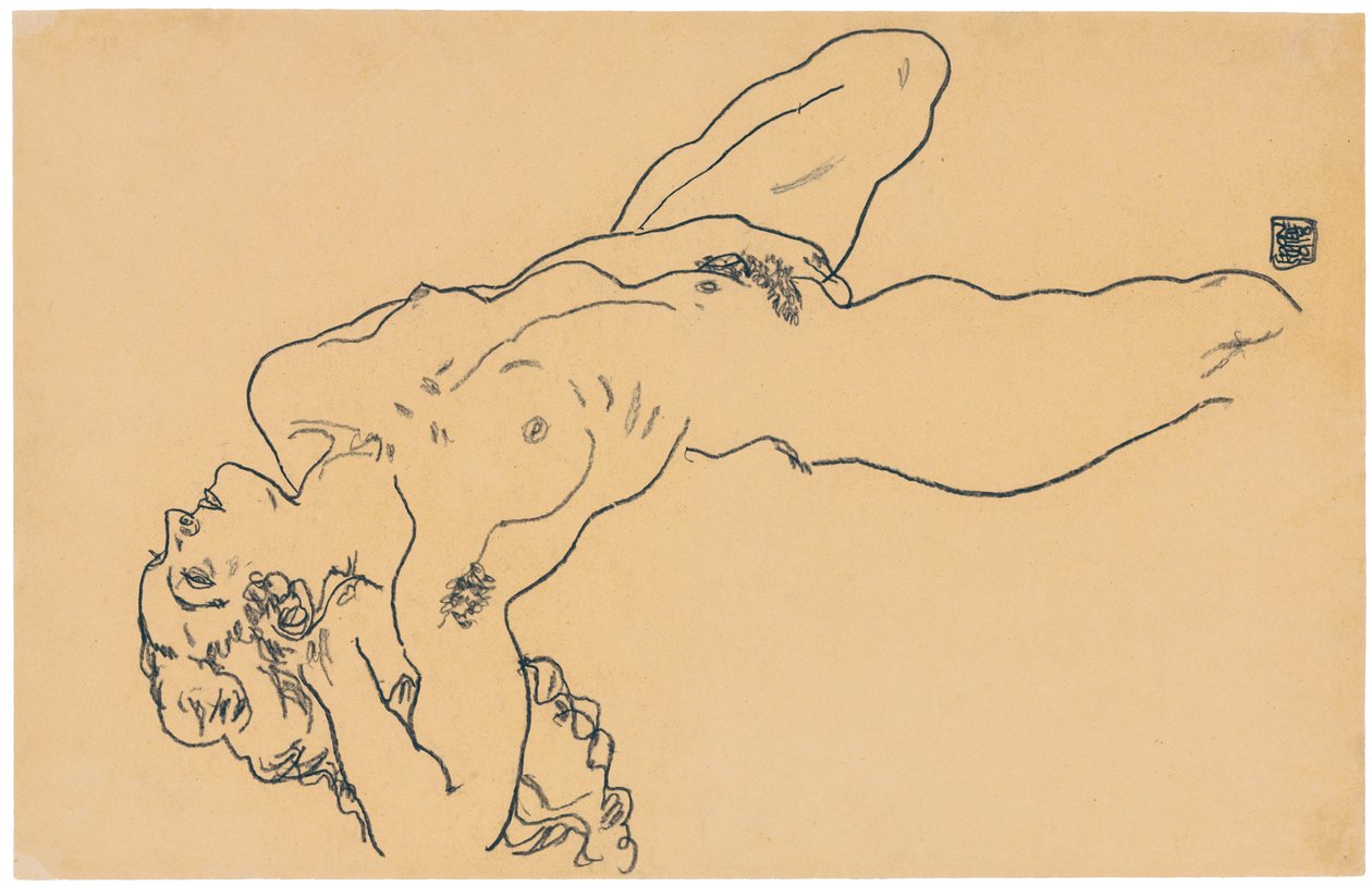Liggend naakt, 1918 door Egon Schiele