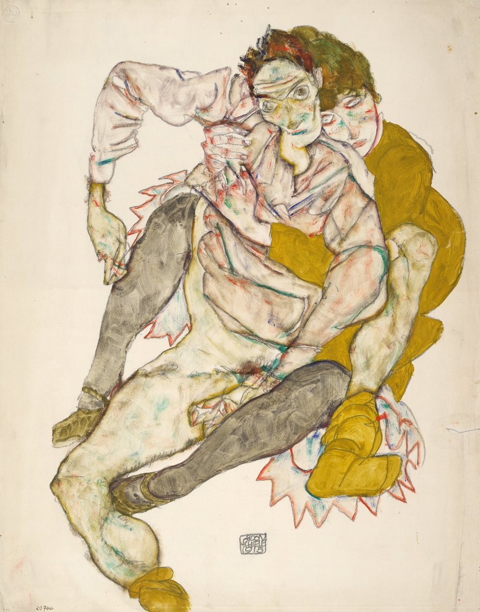 Zittend paar door Egon Schiele