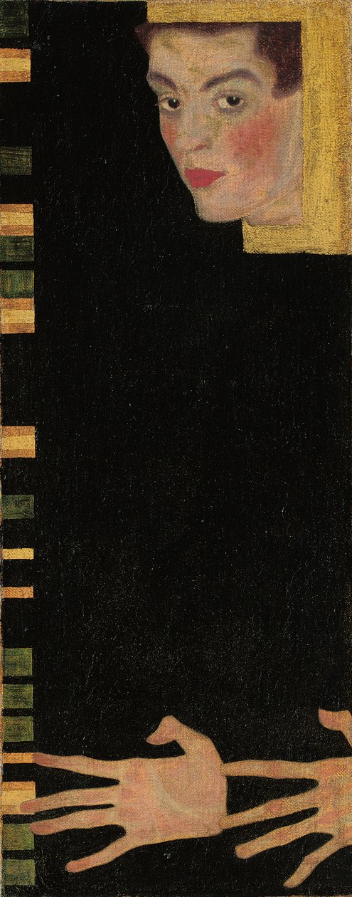 Zelfportret met gespreide vingers door Egon Schiele