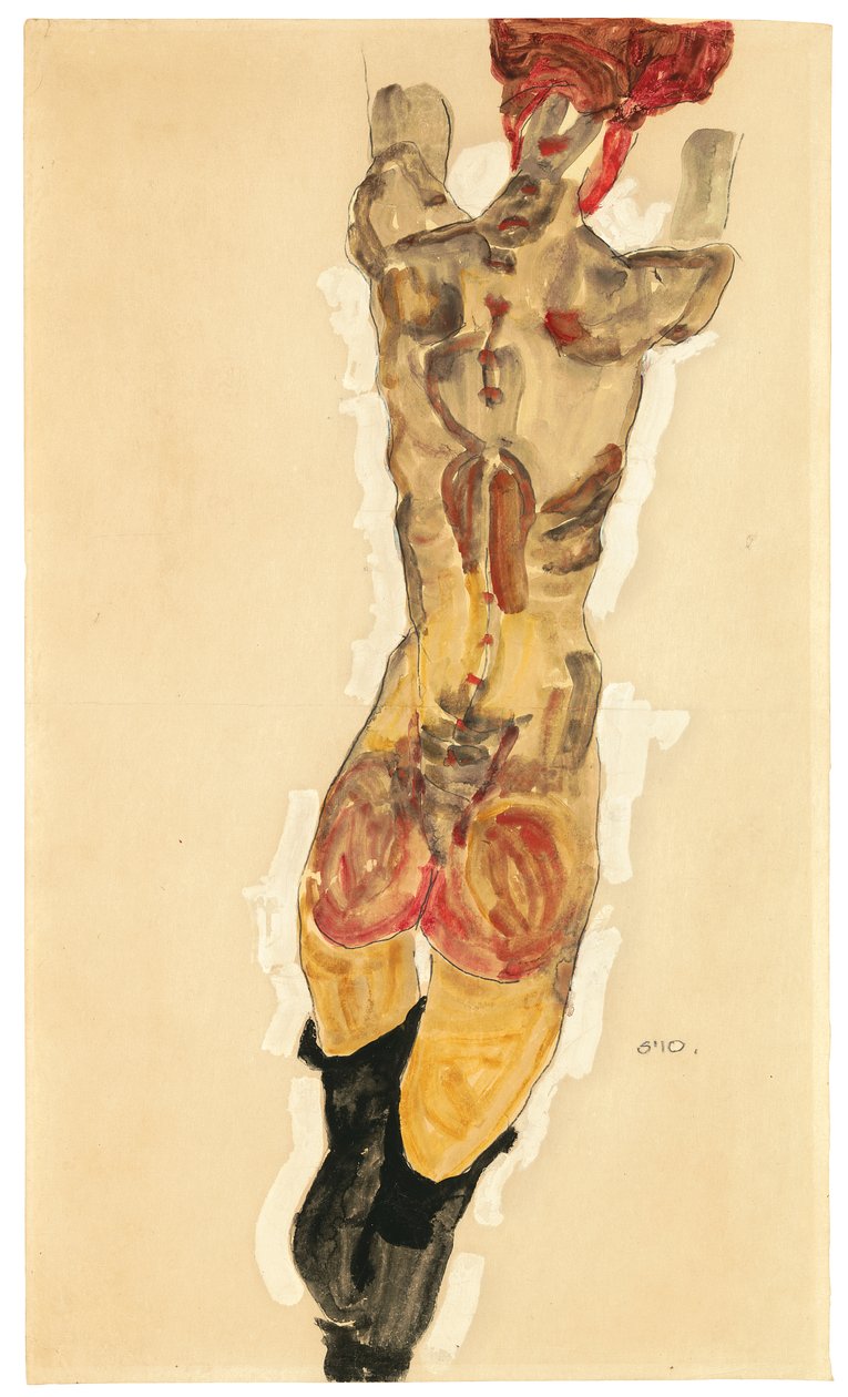 Staande Rugakt door Egon Schiele