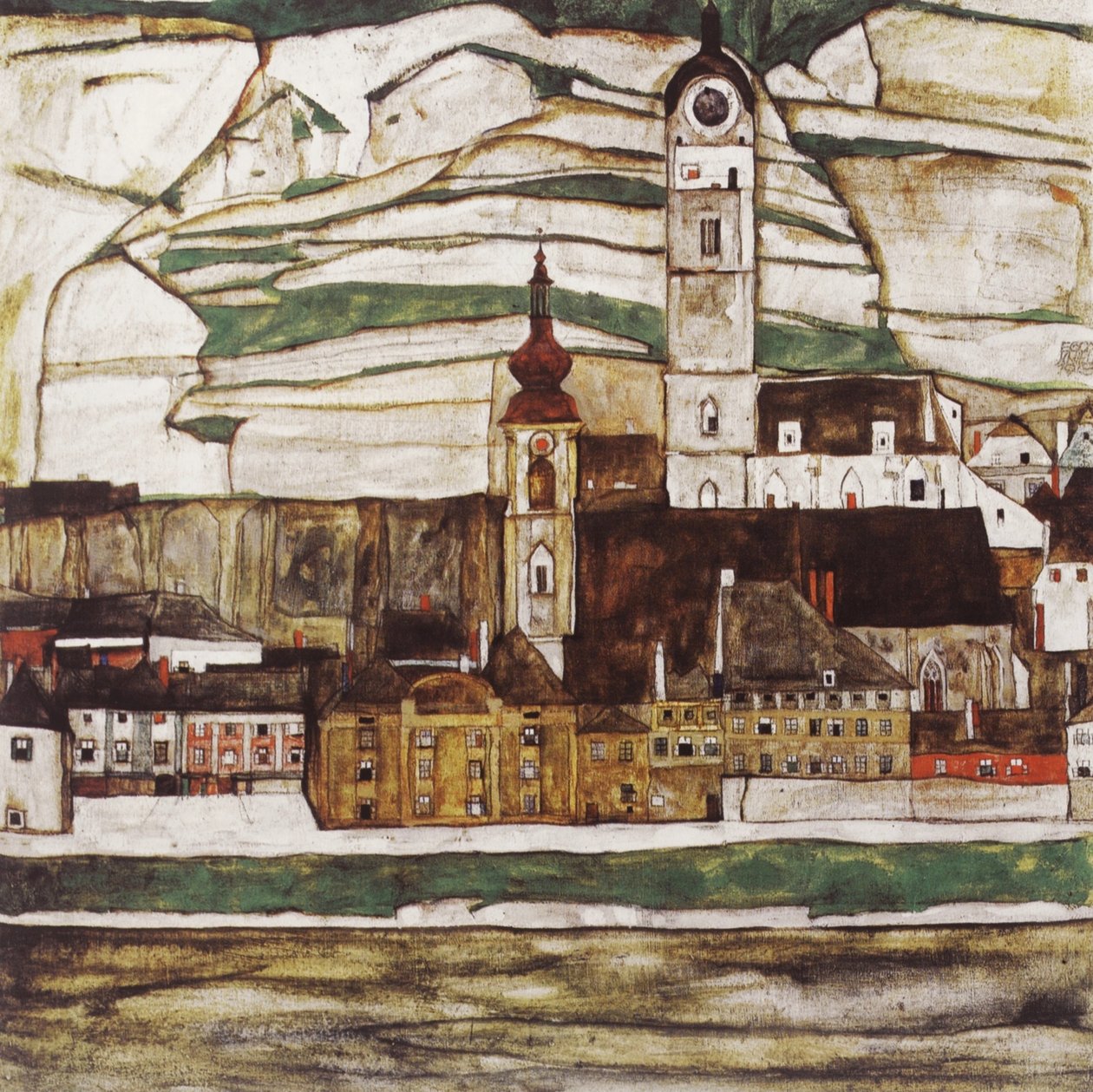 Stein aan de Donau (wijk van Krems) door Egon Schiele