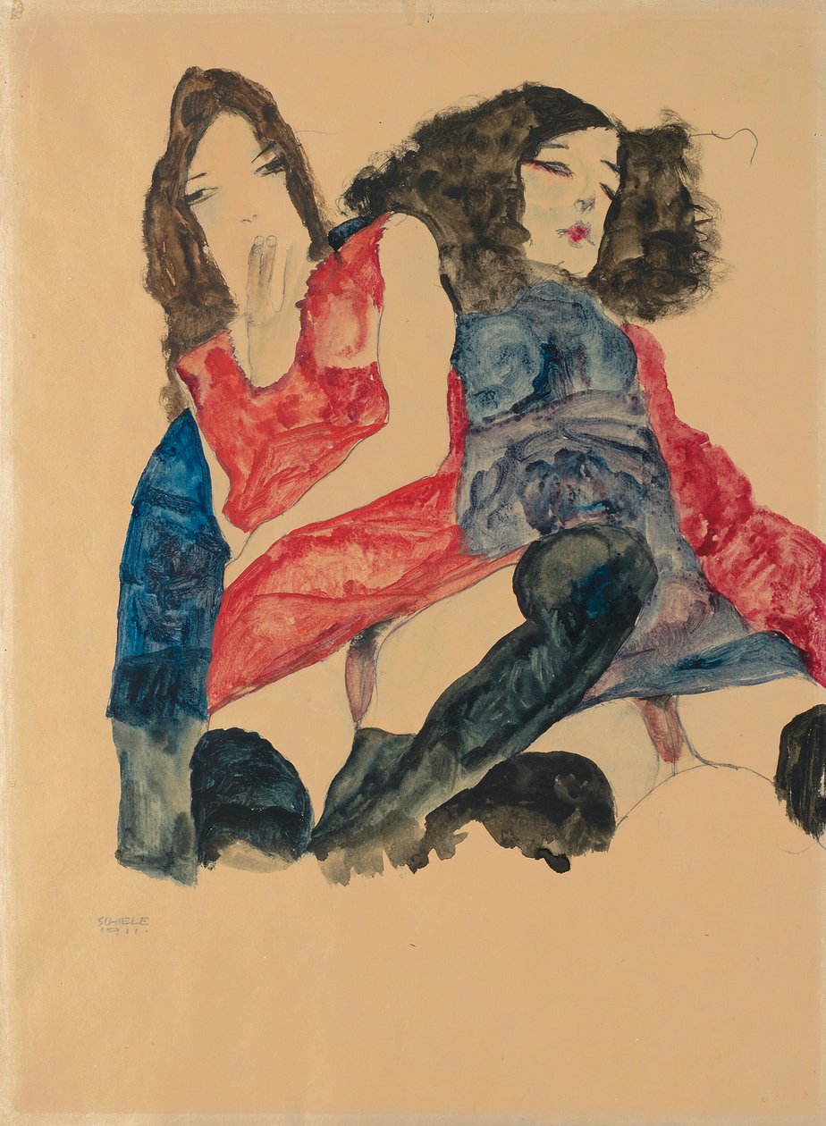 Twee meisjes door Egon Schiele