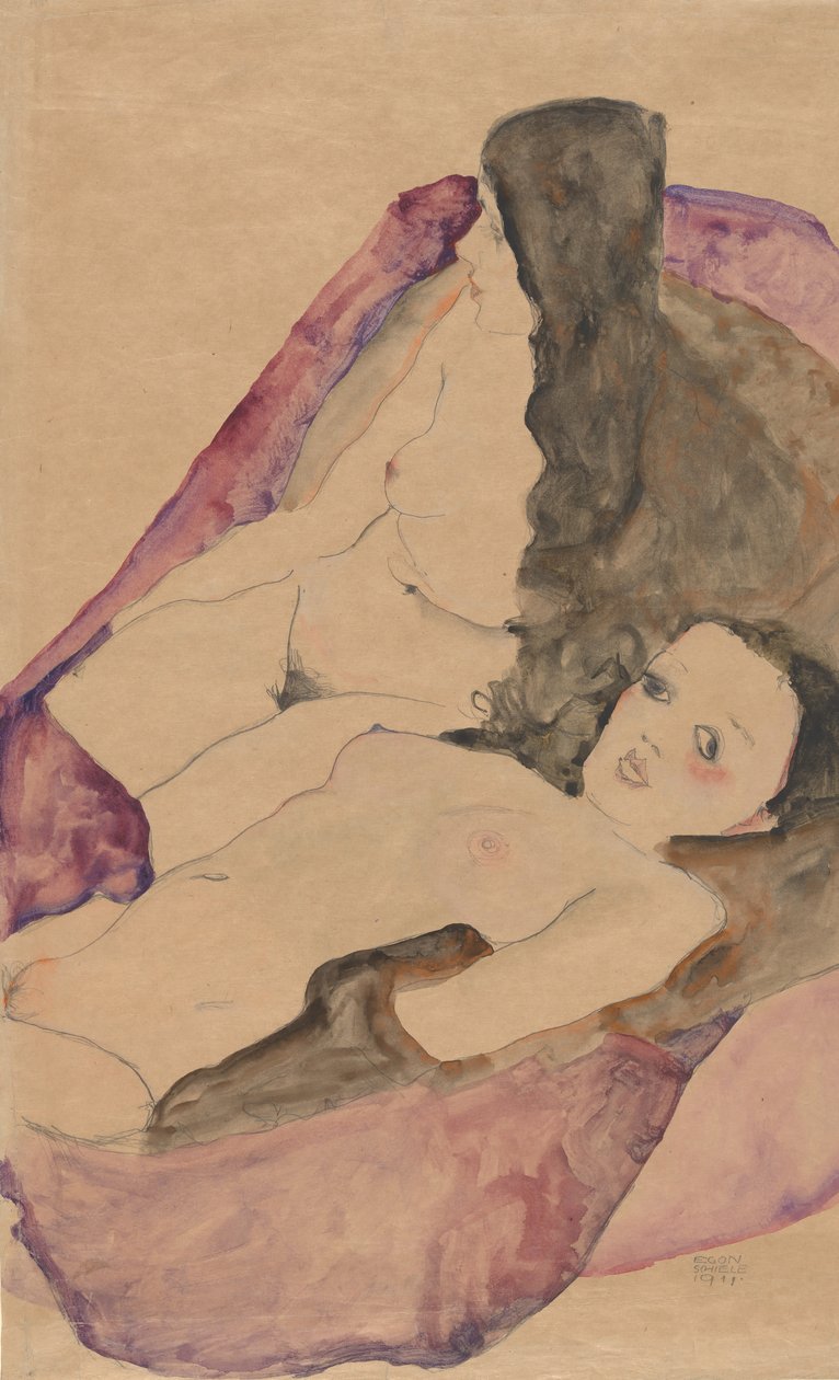 Twee Liggende Naakten, 1911 door Egon Schiele