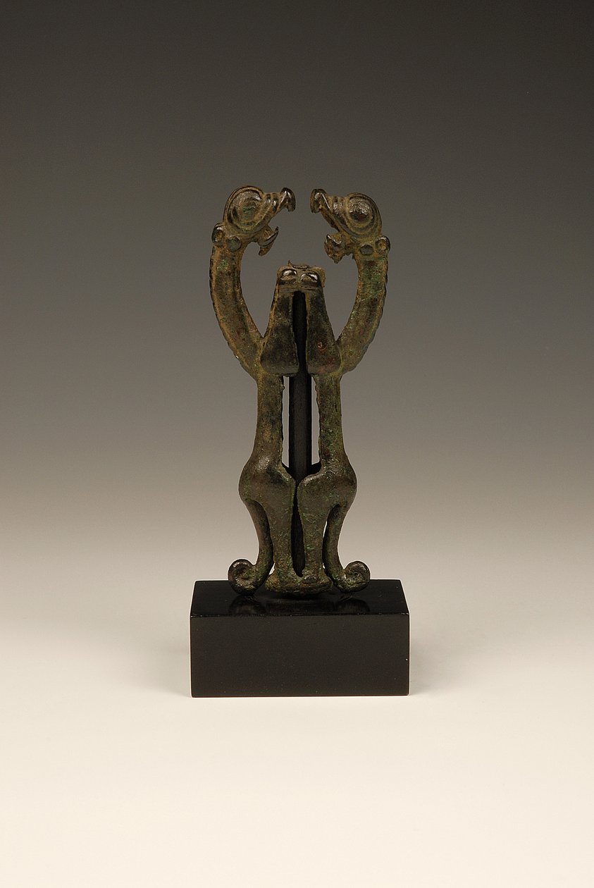 Bronzen leeuwenfiniaal, 9e-8e eeuw v.Chr. (brons) door Egyptian
