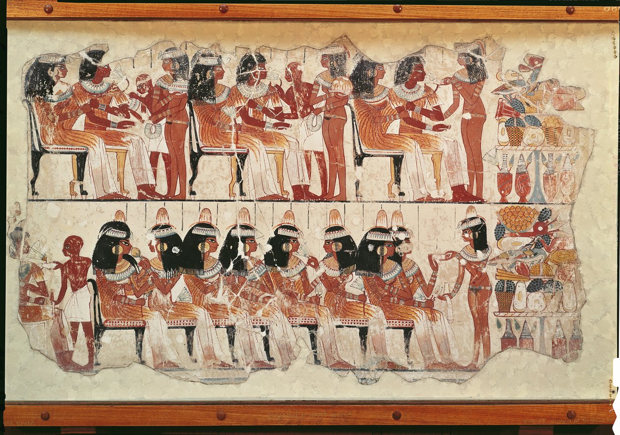 Banketscène, uit Thebe door Egyptian 18th Dynasty