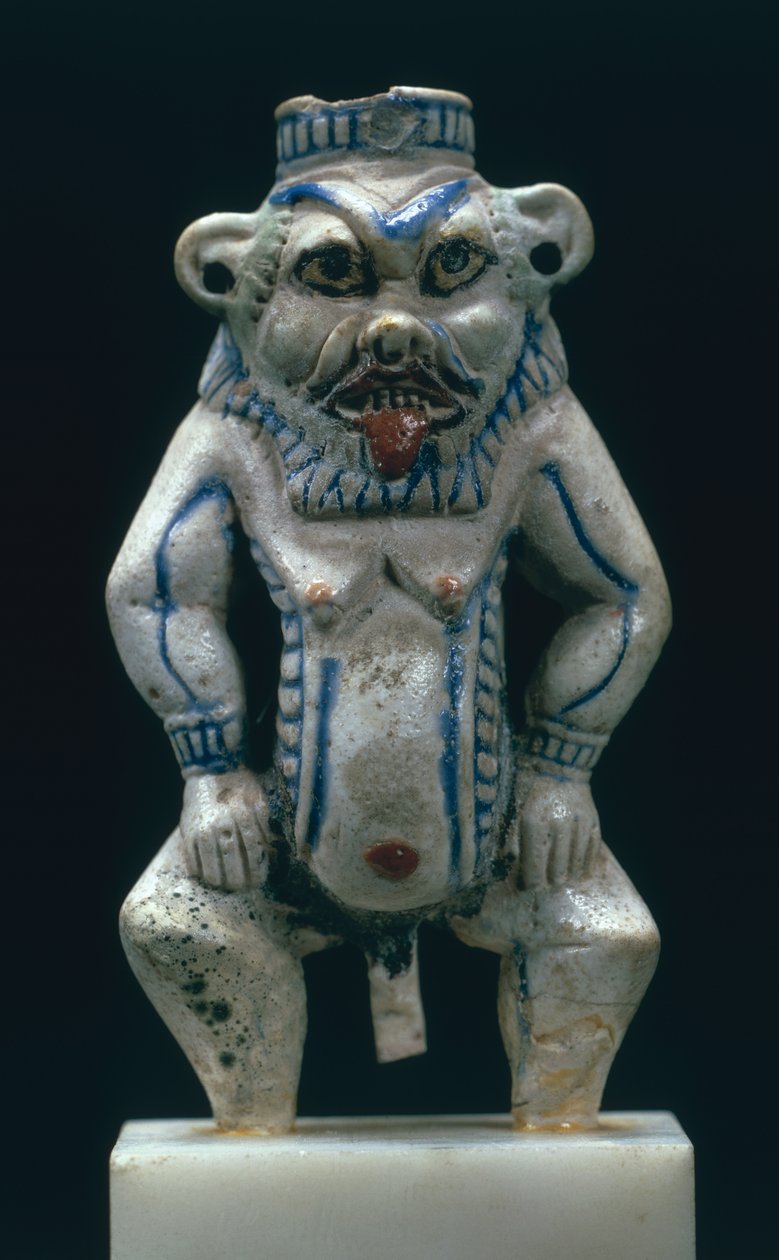 Kohlpot in de vorm van de god Bes, Nieuwe Rijk, ca. 1400-1300 v.Chr. door Egyptian 18th Dynasty