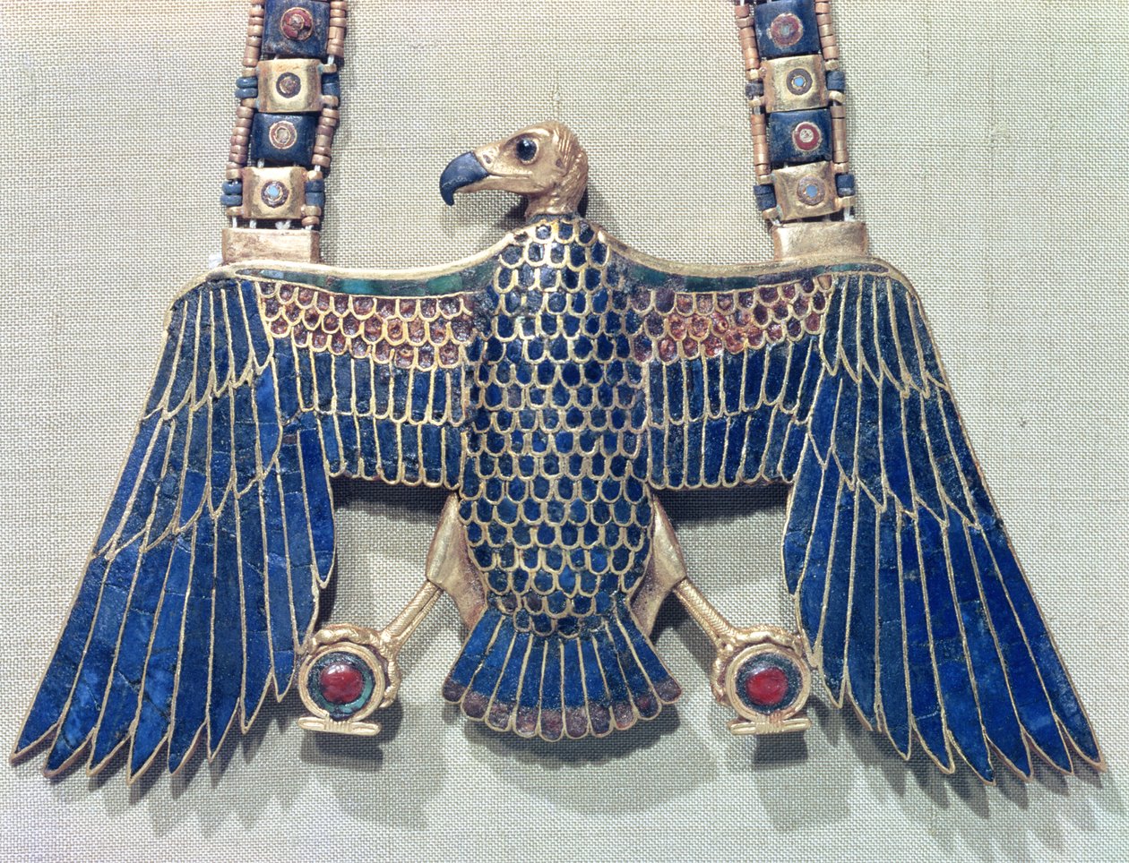 Halsketting met gierhanger, uit het graf van Toetanchamon door Egyptian 18th Dynasty