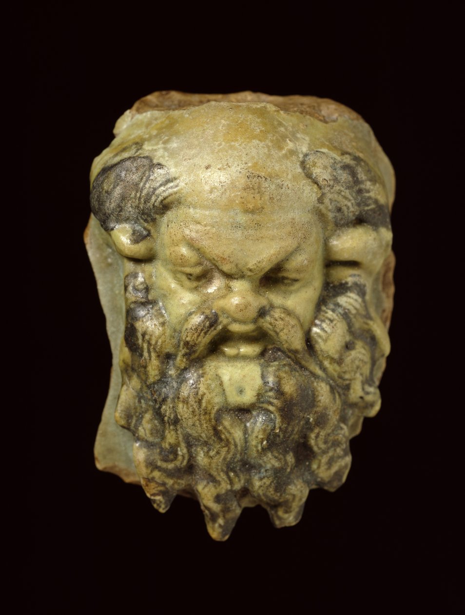 Silenus hoofd van geglazuurde faience door Egyptian Ptolemaic Period