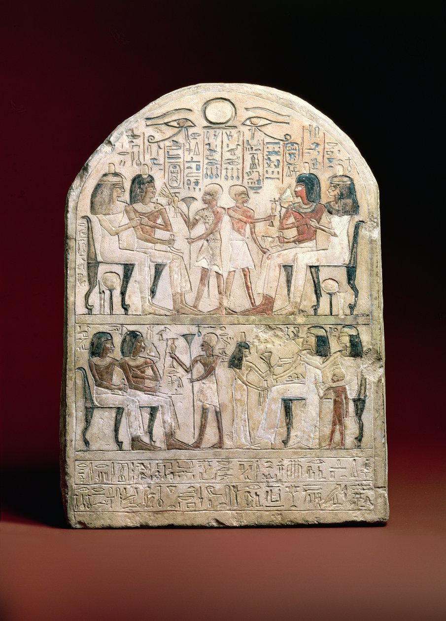 Funeraire stèle, 156 v.Chr. (beschilderde kalksteen) door Egyptian Ptolemaic Period