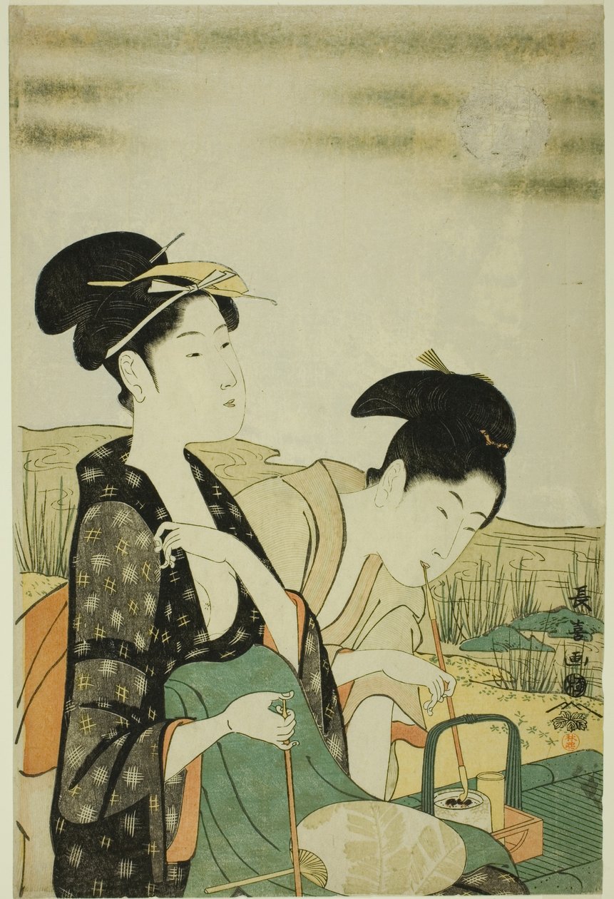 Maan kijken door Eishōsai Chōki