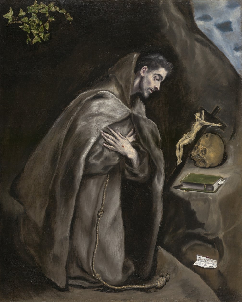 Sint Franciscus Knielend in Meditatie, 1595-1600 door El Greco