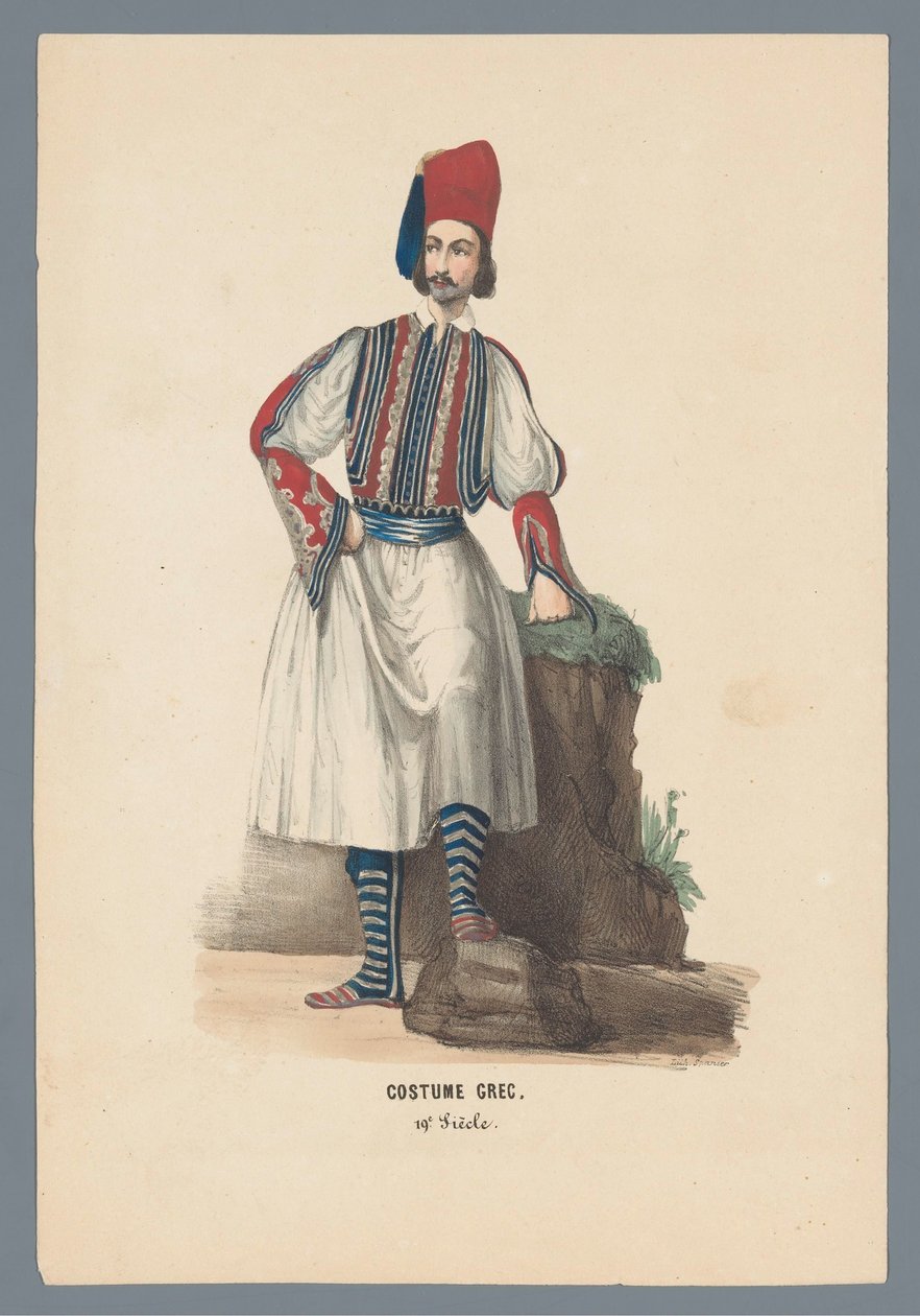 Grieks kostuum. 19e eeuw door Elias Spanier