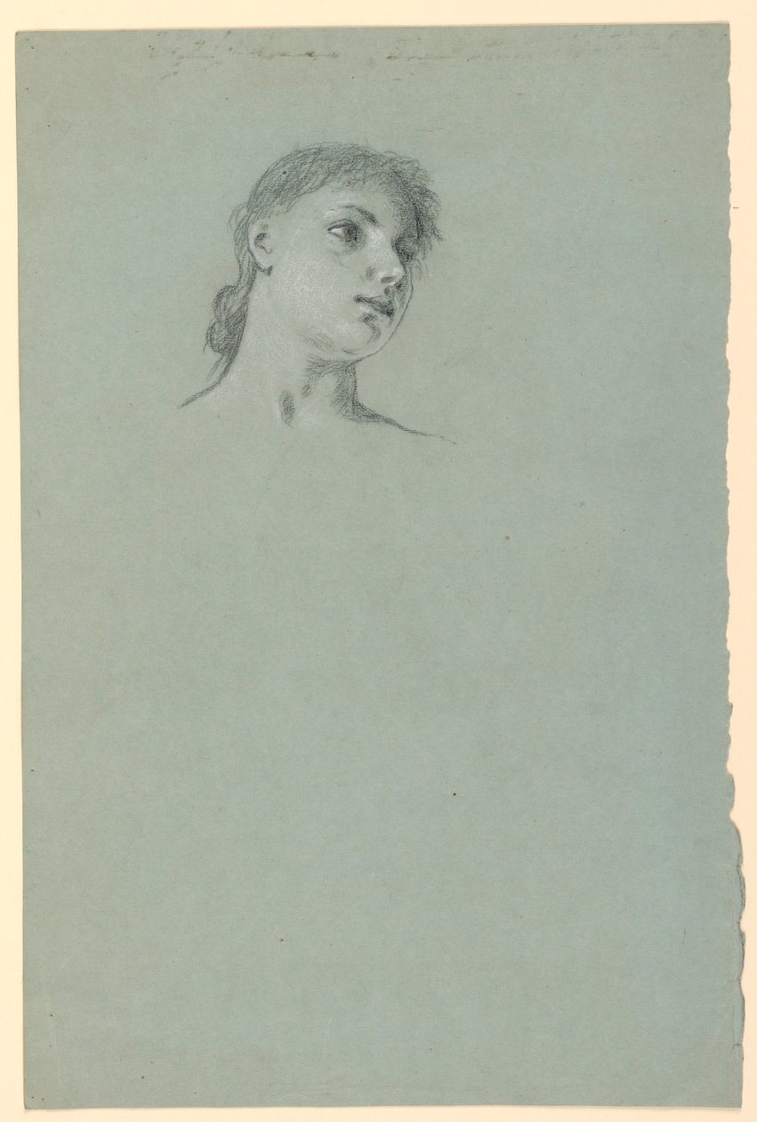 Tekening, Studie van een meisje, ca. 1885 door Elihu Vedder