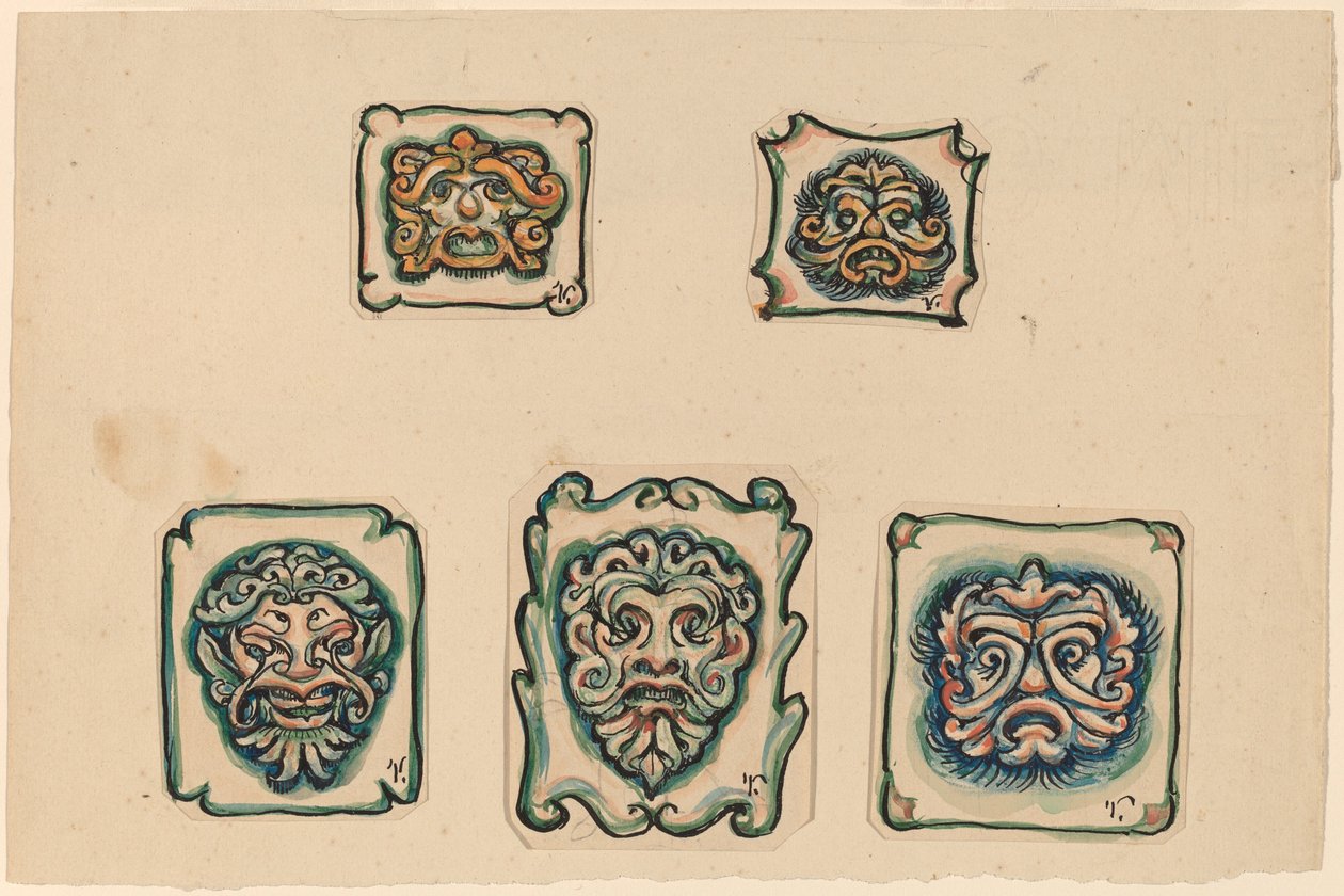 Vijf Hoofden door Elihu Vedder