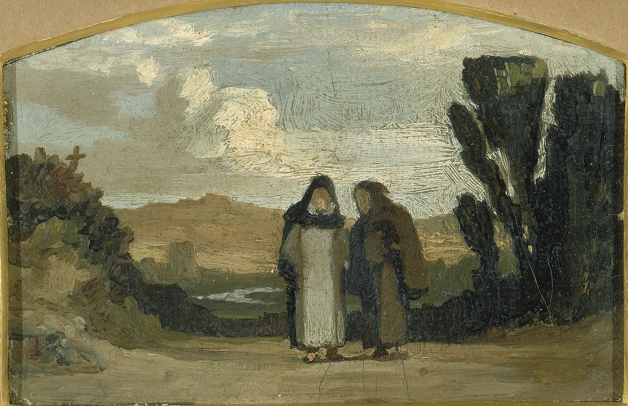 Monniken op de Via Appia, ca. 1865 door Elihu Vedder