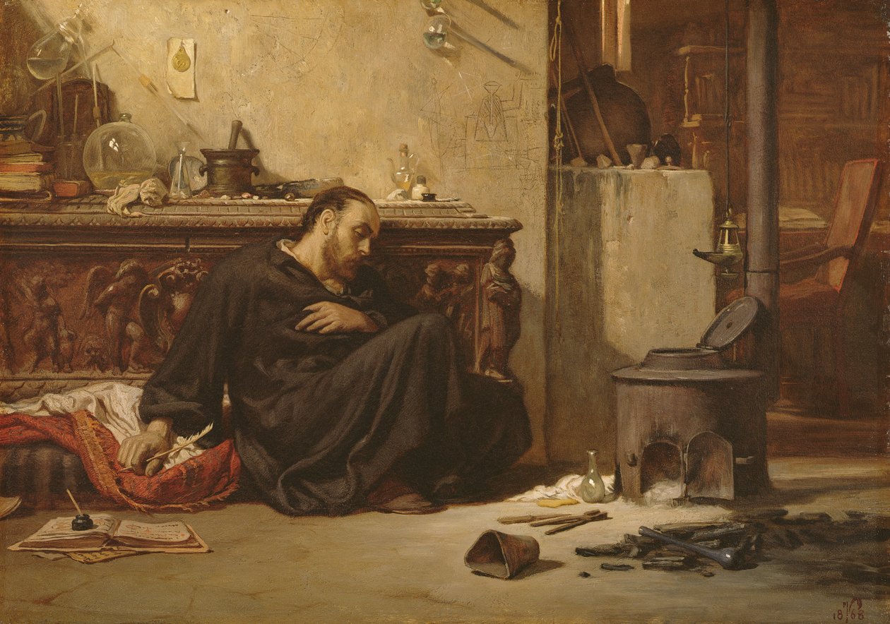 De Dode Alchemist, ca. 1868 door Elihu Vedder