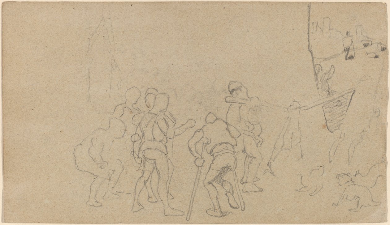Dorpsscène, ca. 1859 door Elihu Vedder