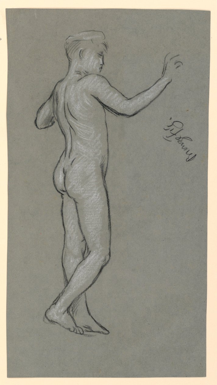 Figurenstudie voor een fonteinontwerp door Elihu Vedder